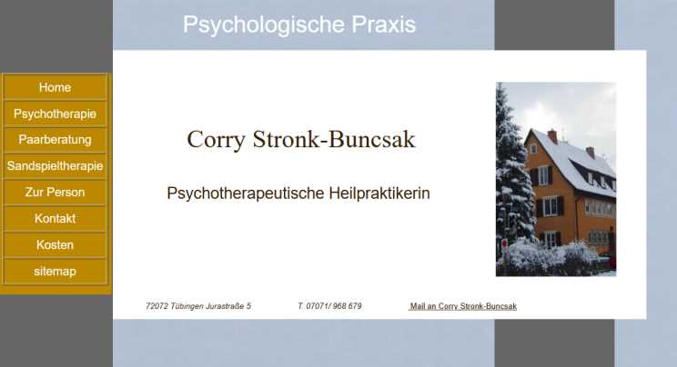 Ansicht der website von Corry